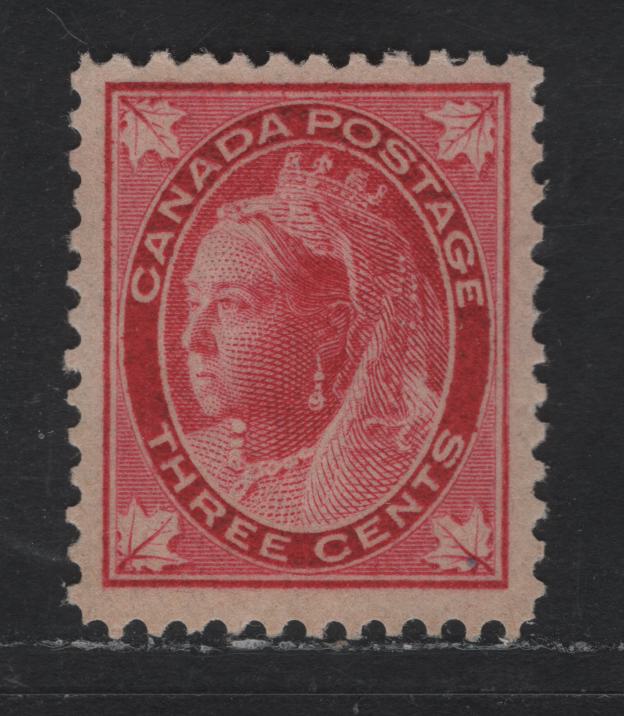 Lot 174 © Canada #69 3c Carmine Red Queen Victoria, 1897-1898 Maple Leaf Issue, A Fine NH Single On Vertical Wove Paper