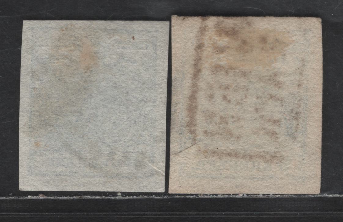 Lot 175 Austria SC#5g 9k Deep Blue & Blue Coat of Arms, 1850 Coat of Arms Issue, 2 Very Fine Used Imperf Singles, Handmade Paper, Type II