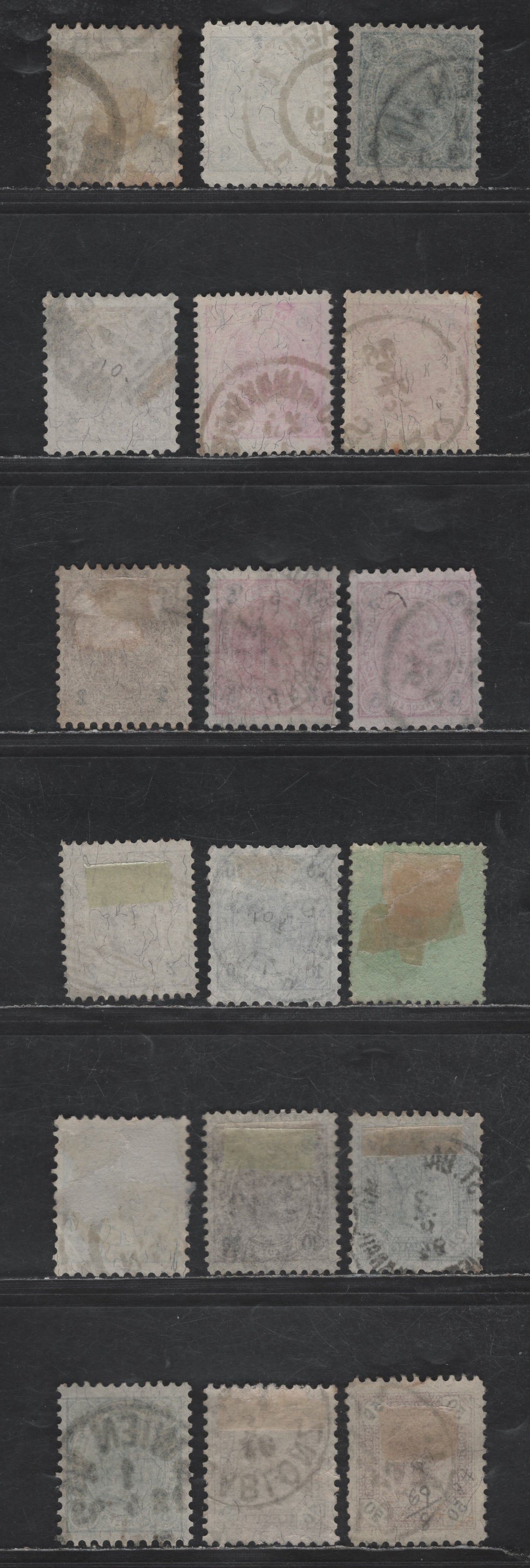 Austria SC#51-61 1k - 50k Dark Gray - Violet Emperor Franz Josef, 1890-1896 Emperor Franz Josef Issue, 18 Very Fine Used Singles, Perfs Ranging Between 9 & 13.5, Granite Paper