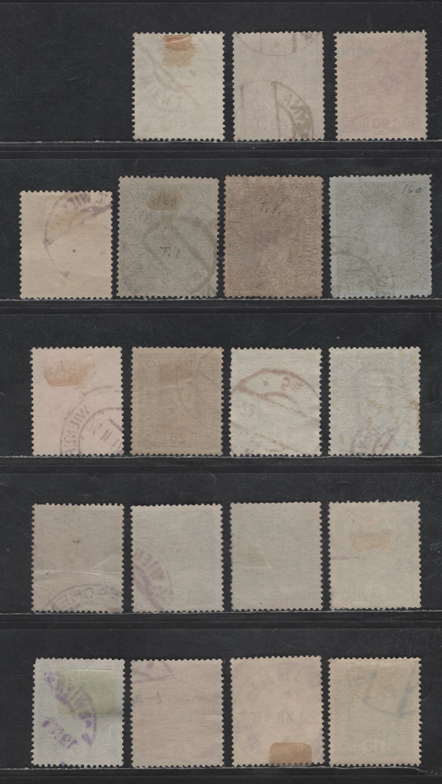 Austria SC#145-160, 164 3h - 2k Violet - Light Blue Crown, Franz Josef & Arms, 1916-1918 Crown, Franz Josef & Arms Issues, 19 Fine/Very Fine Used Singles, Engraved Stamps are all Type I