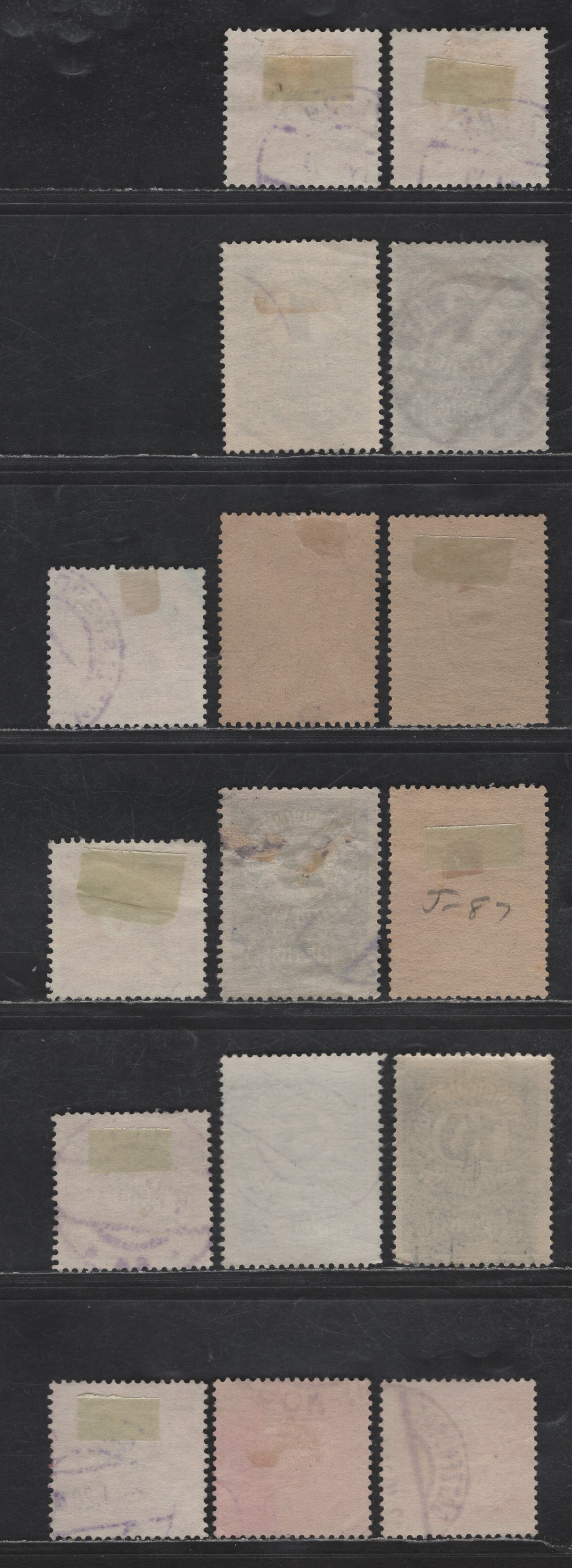 Austria SC#J64, J65, J67, J69-71, J78, J81, J84-a, J85a, J86, J87a, J89, J91 5h - 10k Rose Red - Ultramarine Numerals & Overprints, 1919-1920 Postage Dues, 16 Fine/Very Fine Used Singles