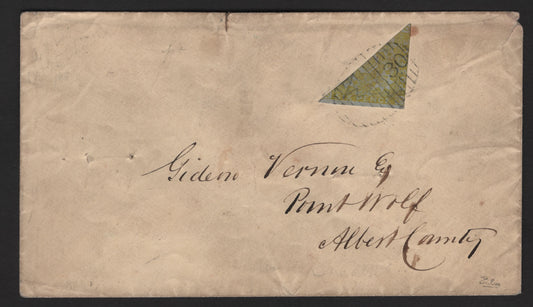 Lot 291 (C) New Brunswick #2b 6d Olive Yellow Crown & Heraldic Flowers, A Fine Cover Franked With Bisect, Sent From St. Stephen To Point Wolfe Via Harvey, Signed Calves, With 2011 Pascal Scheller Certificate, Only One Known With #30 Grid Cancel