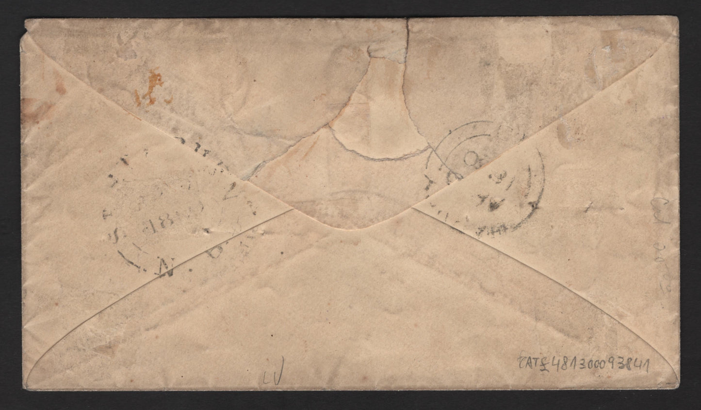 Lot 291 (C) New Brunswick #2b 6d Olive Yellow Crown & Heraldic Flowers, A Fine Cover Franked With Bisect, Sent From St. Stephen To Point Wolfe Via Harvey, Signed Calves, With 2011 Pascal Scheller Certificate, Only One Known With #30 Grid Cancel