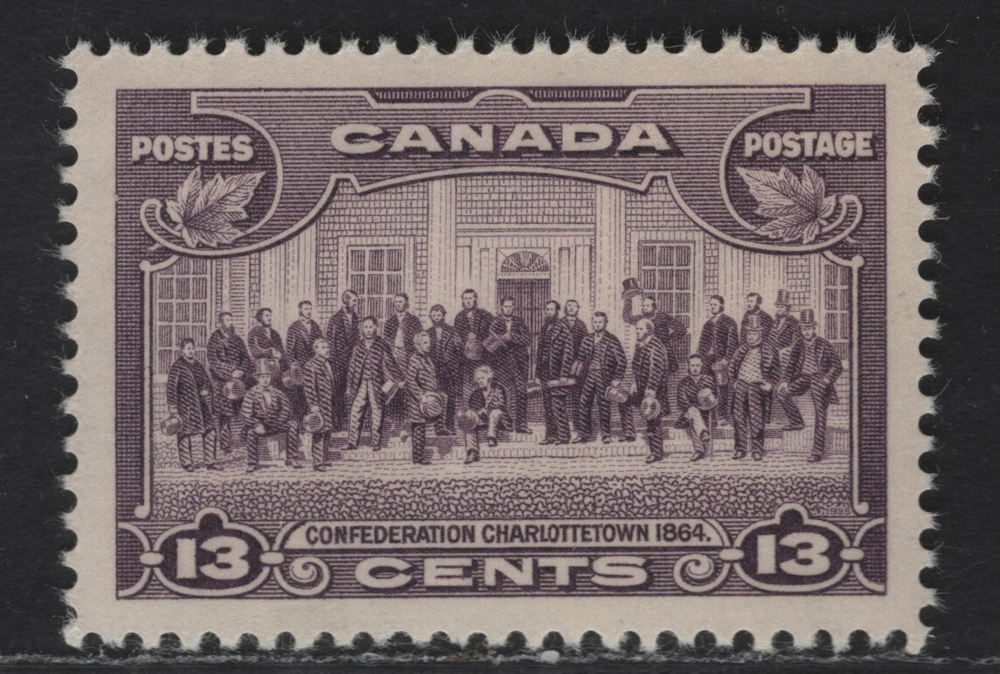 Canada #224 13c Blackish Purple Charlottetown Conference, 1935-1937 Dated Die Issue, A VFNH Single Horizontal Wove Paper