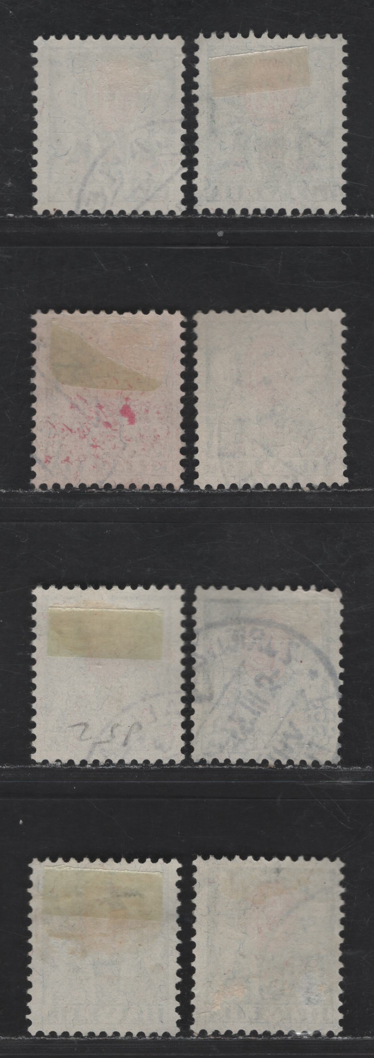 Switzerland SC#J48-J55 5c - 50c Olive Green & Red Numeral, 1924-1926 Postage Dues, 8 Very Fine Used Singles, Perf 11.5, Wmk 183,