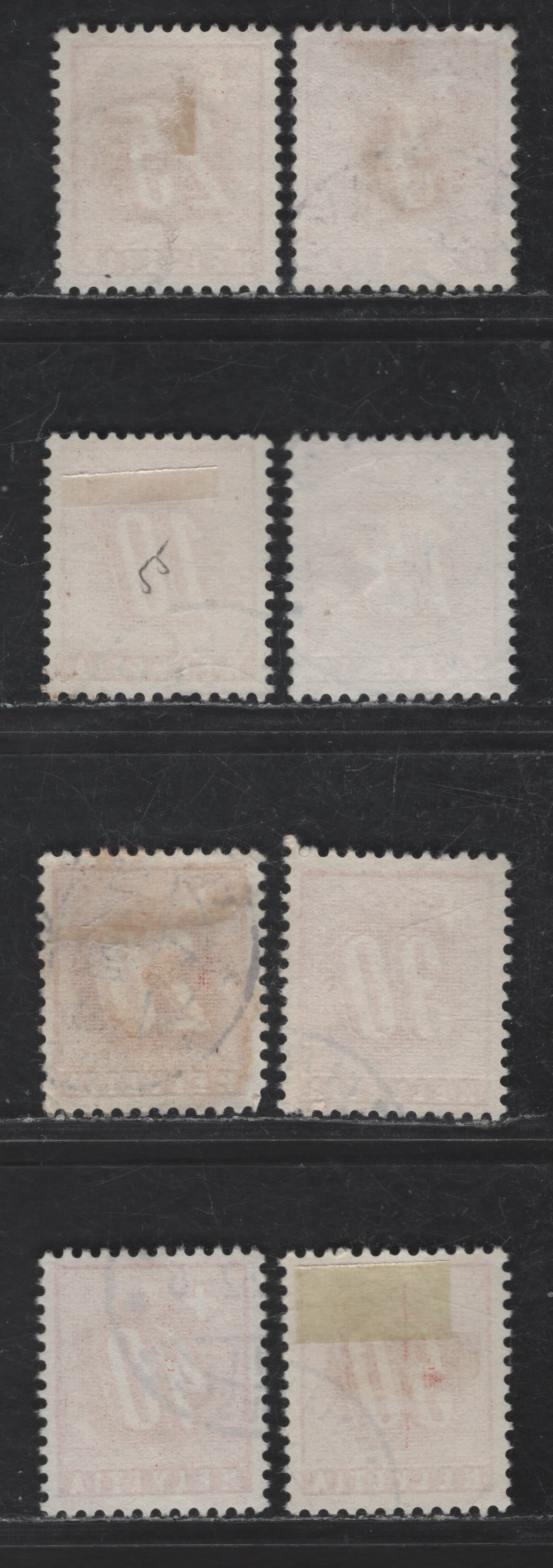 Switzerland SC#J60-J67 5c - 50c Scarlet Numeral, 1938 Postage Dues, 8 Very Fine Used Singles, Unwatermarked, Perf 11.5