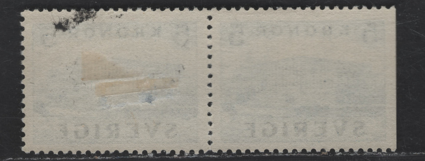 Lot 180 Sweden SC#322-a (Facit #332CB) 5k Blue Royal Palace at Stockholm, 1941 Pictorial Issue, A VFOG Booklet Pair, Normal & Straight Edged Stamps