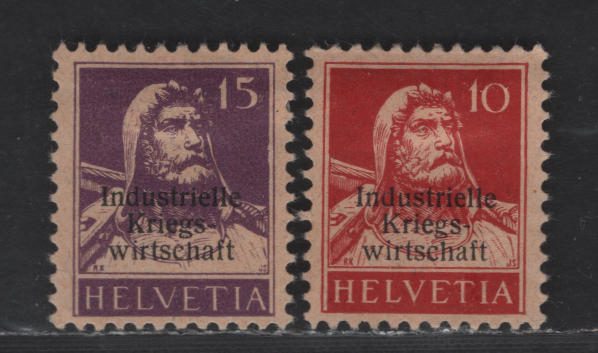Lot 37 Switzerland SC#1O4-1O5 10c - 15c Red on Buff - Violet on Buff W ...