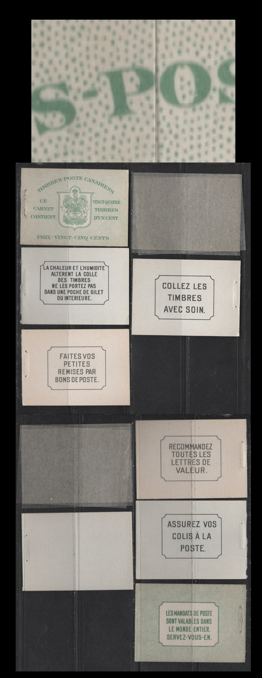 Canada #Bk28bF 1c Green King George VI & Arms, 1937-1942 Mufti & Pictorial Issue, A VF Set Of Booklet Covers & Pages French Text, Type II Covers, No Rate Page, Harris Cover Type IIj, Ideal For Use In Album Displays