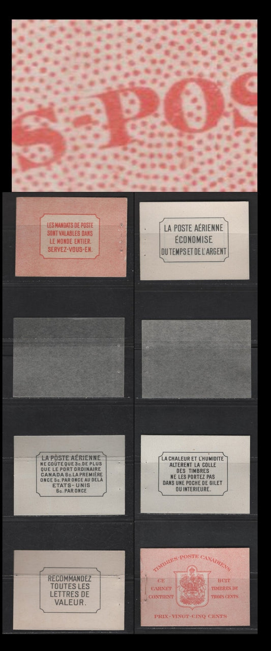Canada #BK30cF 3c Carmine Red King George VI & Arms, 1937-1942 Mufti & Pictorial Issue, A VF Set Of Booklet Covers & Pages French Text, Type II 6c Airmail Rate, Harris Cover Type IIo, Ideal For Album Displays