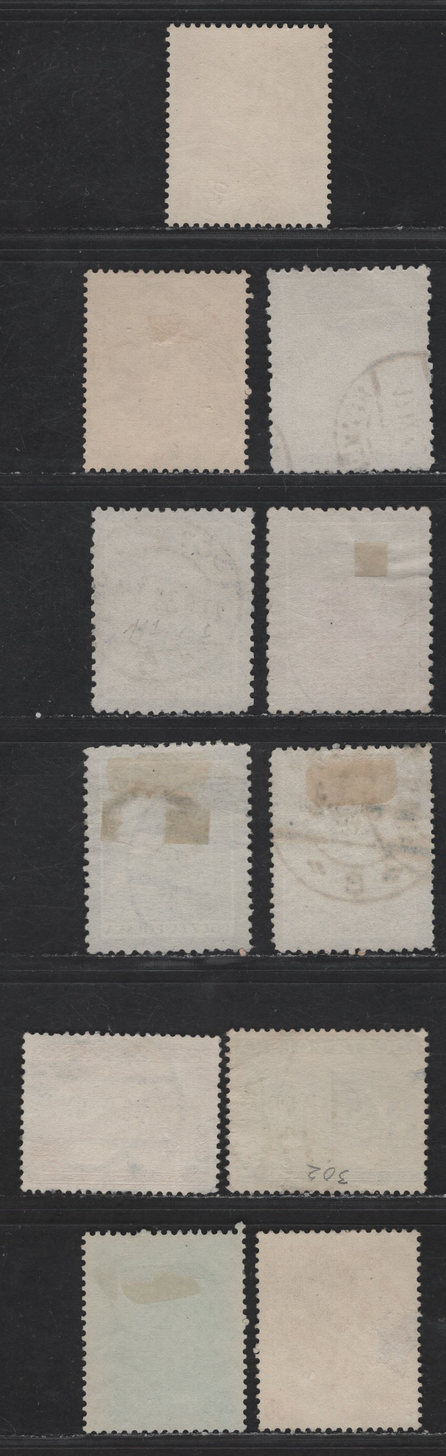 Poland SC#287-291, 302-303, 335-338 5g - 55g Black - Bright Ultramarine Marshal Pilsudski - Skier, 1935-1939 Pilsudski Mourning Site - Int'l Ski Meet Issue, 11 Fine/Very Fine Used Singles