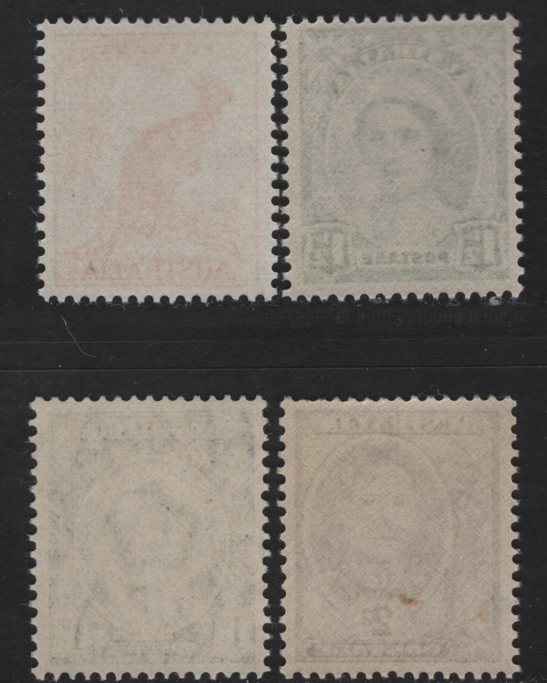 Australia SG#203, 228-230 1/2d - 2d Orange - Purple King George VI, 1943-1956 KGVI Definitives & Unwatermarked Zoological Issues, 4 F/VFNH Singles