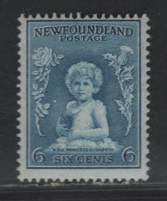 Newfoundland #192 6c Prussian Blue Princess Elizabeth, 1932-1937  Resources Issue, A Fine OG Single