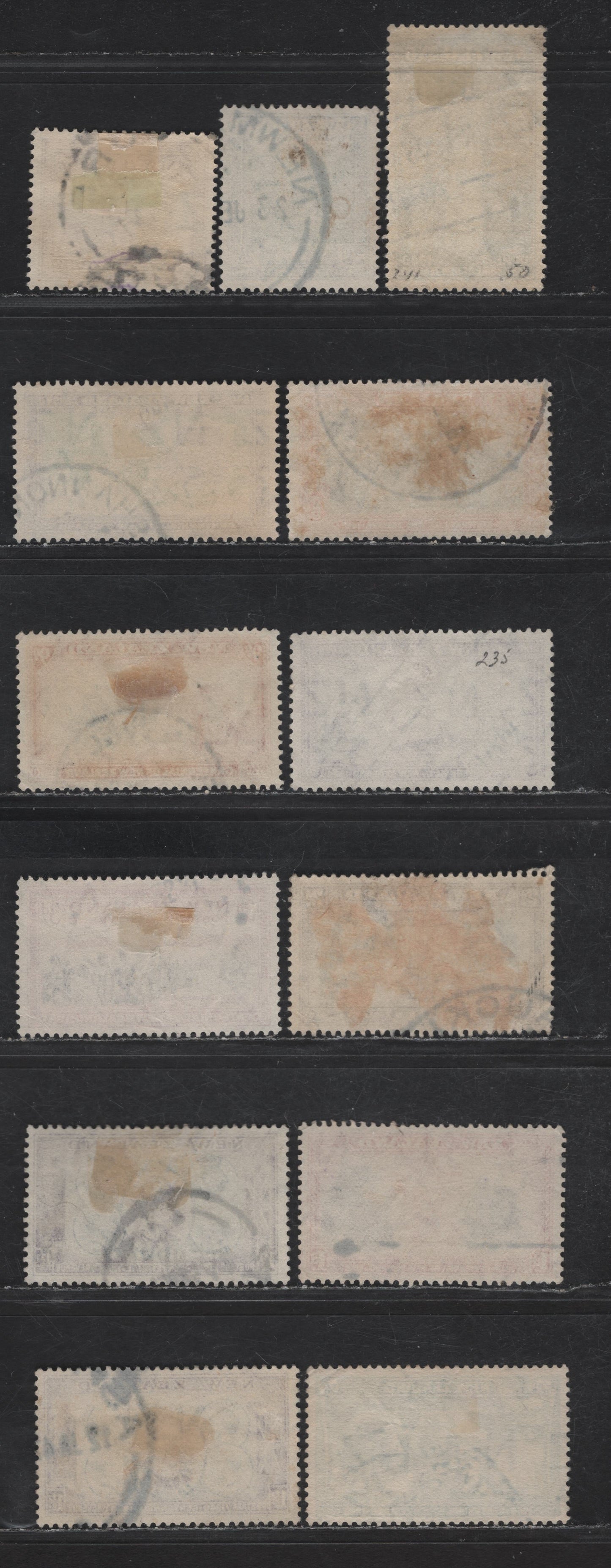 Lot 183 New Zealand SG#613-621, 623-625 1/2d - 1/- Blue Green - Sage Green & Deep Green Arrival of the Maoris - Giant Kauri Tree, 1940 Centenary Issue, 12 Very Fine Used Singles, Almost Complete Set, Missing 7d