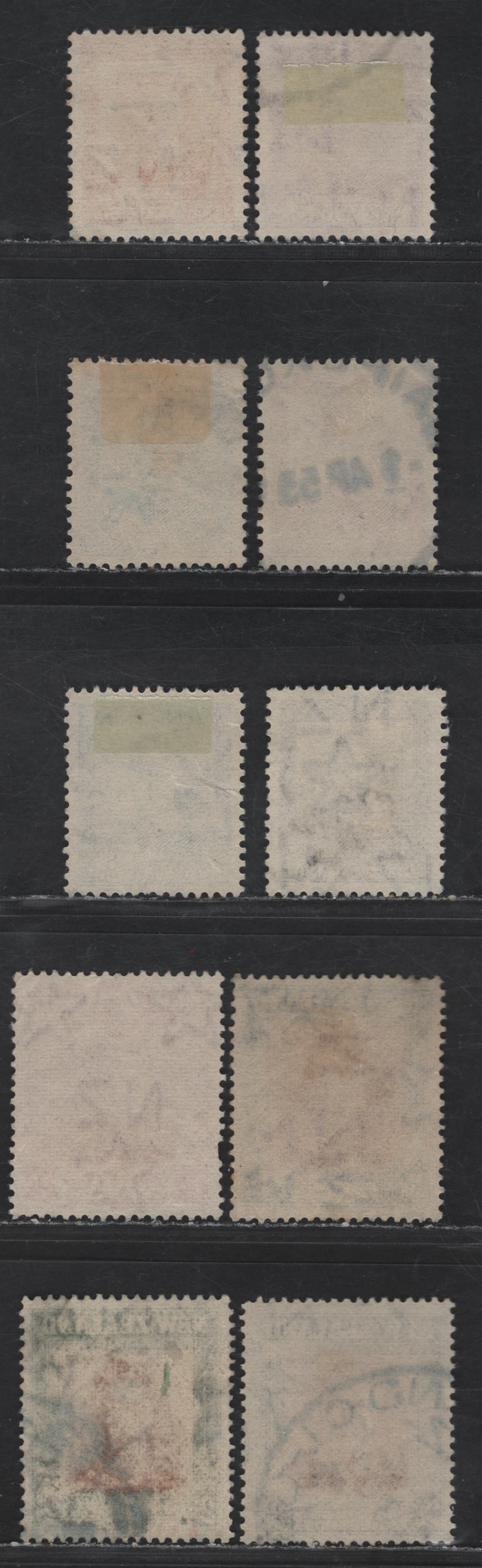 New Zealand SG#680-689 2d - 3/- Orange - Red Brown & Gray King George VI, 1947-1952 KGVI Heads Issue, 10 Fine/Very Fine Used Singles, Simplified Set, Perfs 14x13.5 & 14