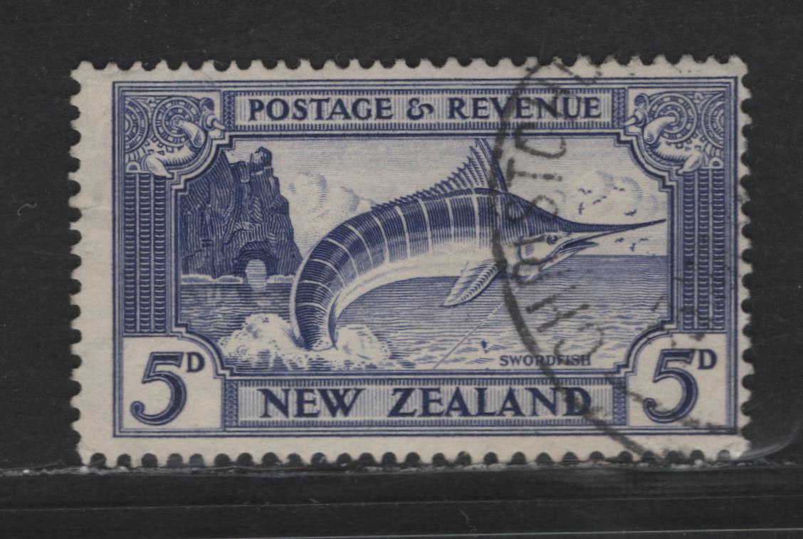New Zealand SG#563 5d Ultramarine Striped Marlin, 1935-1936 Pictorial Issue, A Fine Used Single, Single Wmk, Perf 13-14x13.5