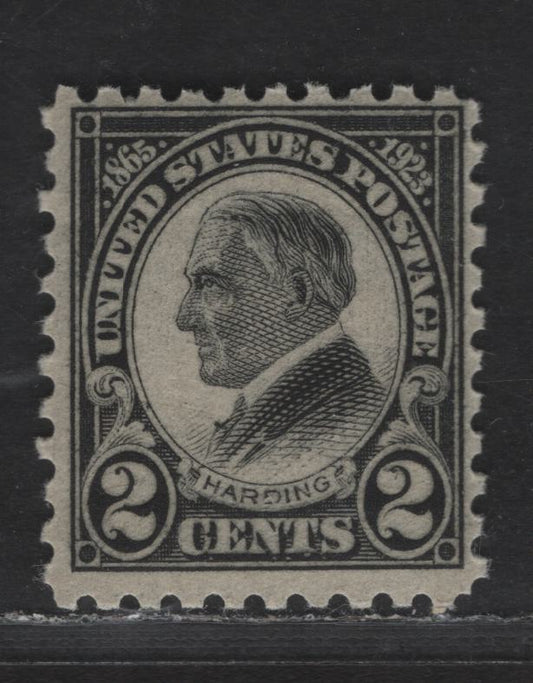 United States Of America SC#612 2c Black Harding, 1923 Harding Memorial Issue, A FOG Single, Perf 10, Roraty Press Printing
