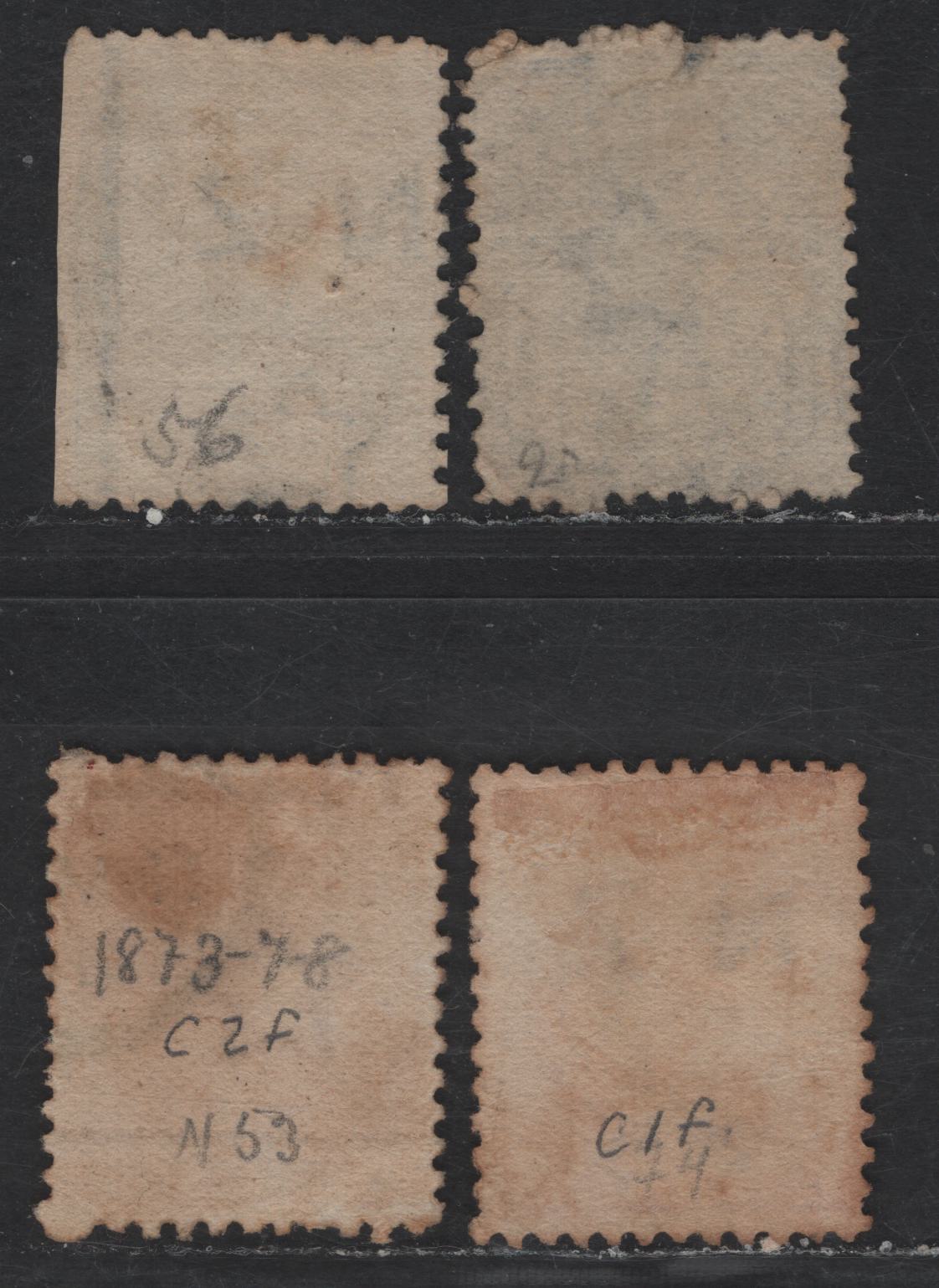 New Zealand SG#156, 180-181 6d - 2d Blue - Rose Queen Victoria, 1874-1878 First Sidefaces Issue, 4 Very Good Used Singles, Comb Perf 12x11.5, 12.5 & 12x11.5