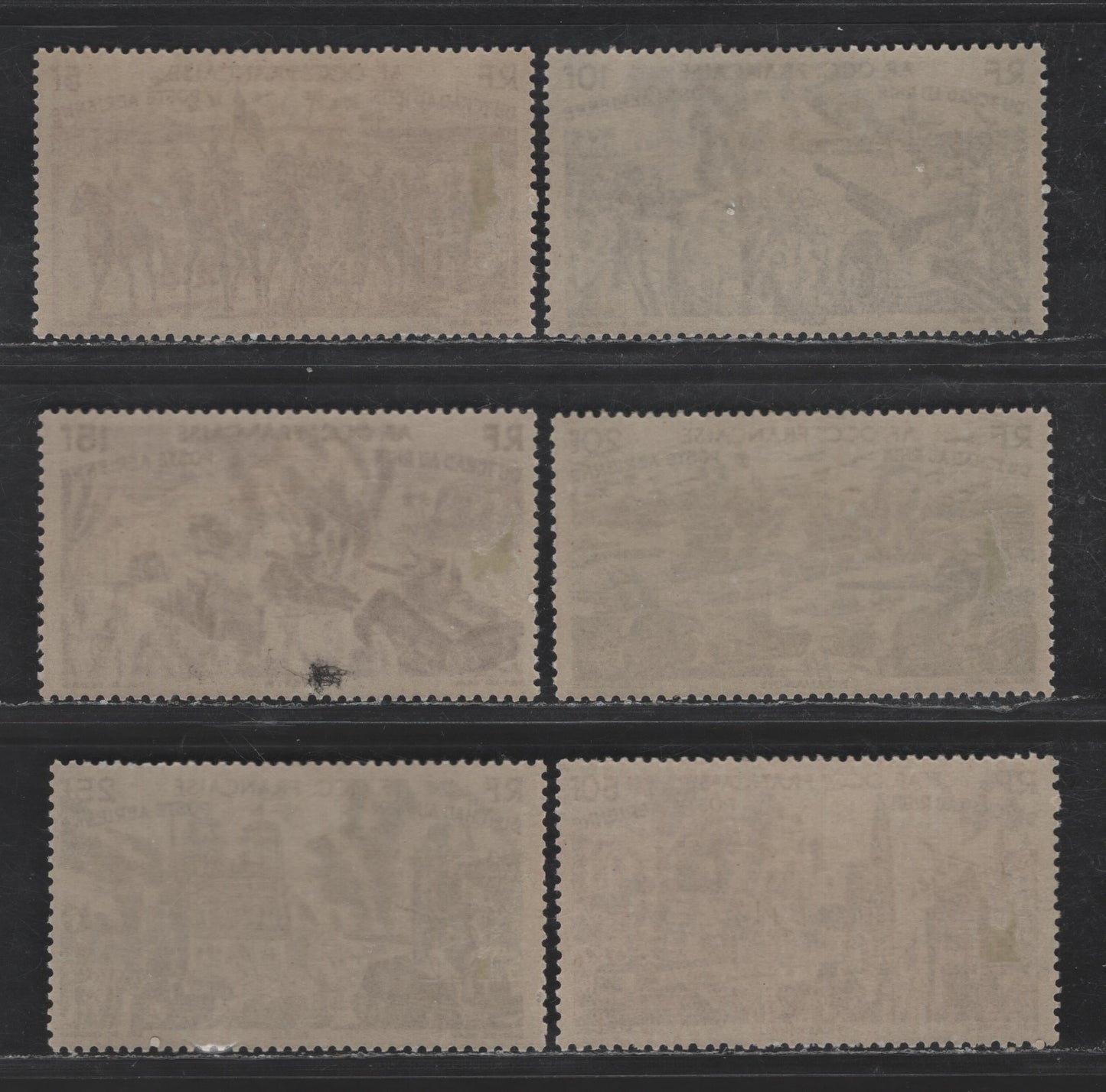 Lot 114 French West Africa SC#C5-C10 5fr - 50fr Brown Carmine - Brown City, 1946 From Chad To Rhine Airmail Issue, 6 VFOG Singles