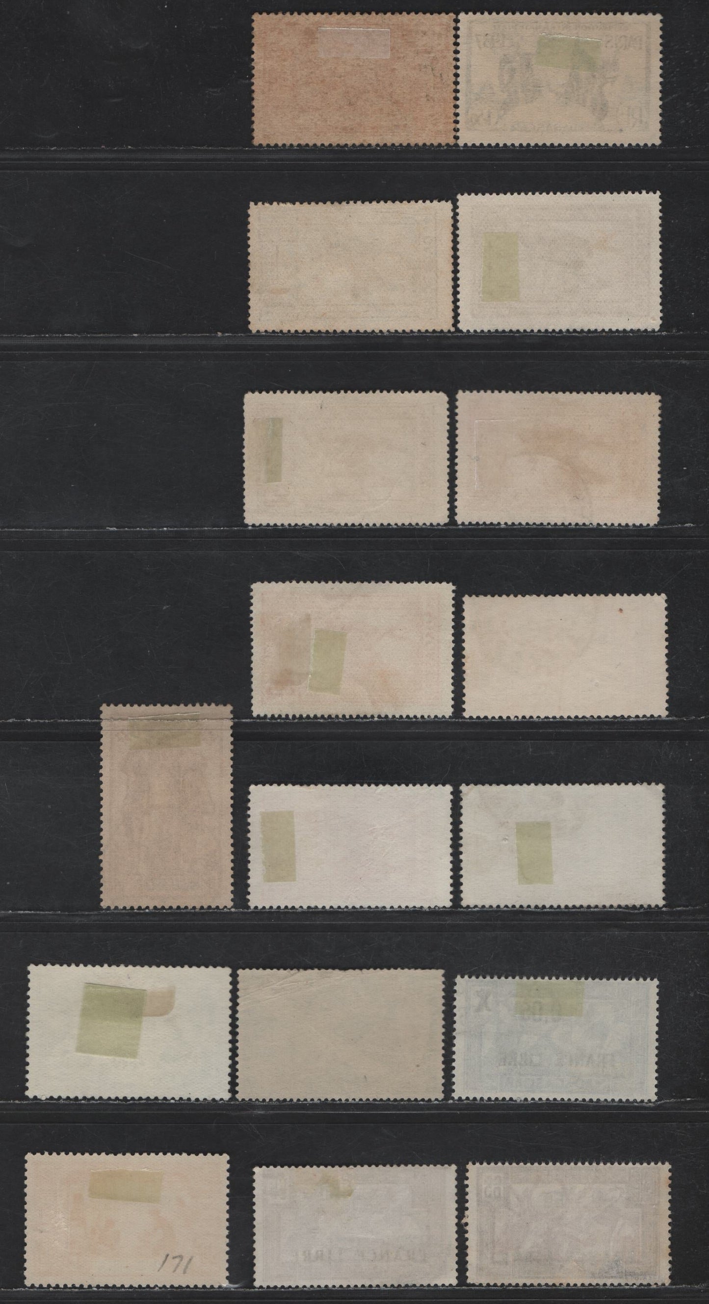 Lot 159 Madagascar SC#169, 171, 173-175, 177, 182, 184-185, 193-194, 196, 229, 239, C42 40c - 50f Deep Green Colonial Expo - 4 Motor Plane, 1931-1943 Colonial Exposition - Airmail Issues, 17 Very Fine Used Singles