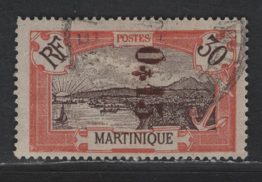 Lot 178 Martinique SC#117 15c on 30c Dull Red & Brown View of Fort-de-France, 1924 Surcharged Issue, A Fine Used Single