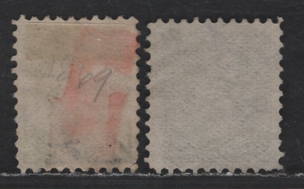 Lot 196 Canada #34 1/2c Silver Black & Gray Black Queen Victoria, 1870-1893 Small Queen Issue, 2 Fine Used Singles, Perfs 12.1 & 12, Two Late Montreal Printings, LM-A & LM-B Papers (Descriptions In Body)