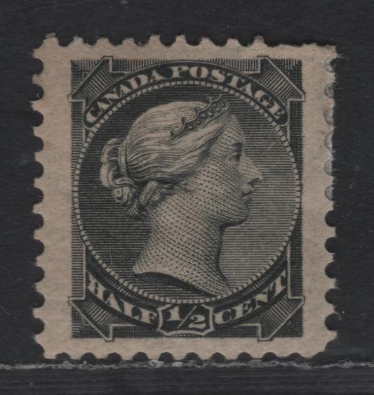 Lot 203 Canada #34 1/2c Silver Black Queen Victoria, 1870-1893 Small Queen Issue, A FOG Single, Mid Second Ottawa Printing, Paper Type 2O-C (See Body), Perf 12.1, Tiny Position Dot at Top Center