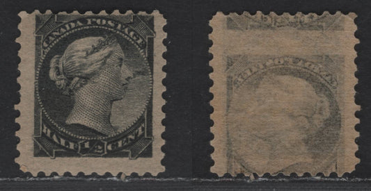 Lot 204 Canada #34 1/2c Silver Black Queen Victoria, 1870-1893 Small Queen Issue, A FNH Single, Mid Second Ottawa Printing, Paper Type 2O-C (See Body), Perf 11.9x12, Full Offset On Back Under The Gum, Shifted Downward