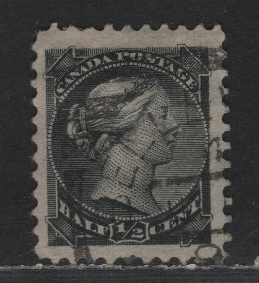 Lot 210 Canada #34 1/2c Silver Black Queen Victoria, 1870-1893 Small Queen Issue, A Fine Used Single, Late Second Ottawa Printing, Paper Type 2O-F (See Body), Belleville, ON Squared Circle Cancel