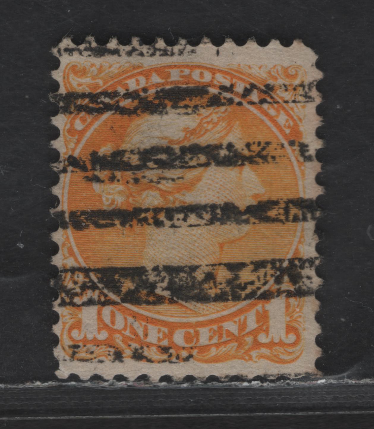 Lot 218 Canada Walburn#35xx 1c Orange Yellow Queen Victoria, 1870-1893 Small Queen Issue, A Fine Used Single, Late Second Ottawa Printing, Precancel Style C, Paper Type 2O-F (Description in Body)