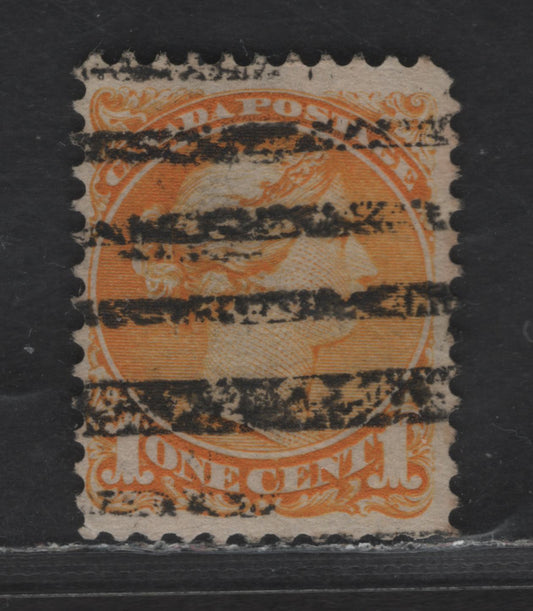 Lot 218 Canada Walburn#35xx 1c Orange Yellow Queen Victoria, 1870-1893 Small Queen Issue, A Fine Used Single, Late Second Ottawa Printing, Precancel Style C, Paper Type 2O-F (Description in Body)