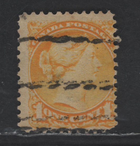 Lot 226 Canada Walburn#L-35-D (Unitrade #35xx) 1c Bright Yellow Queen Victoria, 1870-1893 Small Queen Issue, A Very Good Used Single, Mid Second Ottawa Printing, Double Style L Precancel, Perf 12, Paper Type 2O-B (See Body)