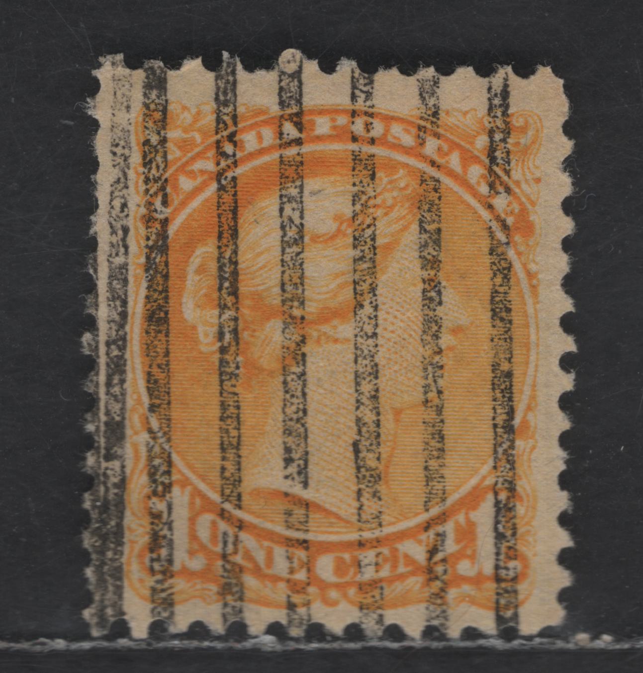 Lot 228 Canada Walburn#I-35-V (Unitrade #35xx) 1c Deep Bright Yellow Queen Victoria, 1870-1893 Small Queen Issue, A Very Fine Used Single, Mid Second Ottawa Printing, Vertical Style I Precancel, Perf 11.9, Paper Type 2O-C (See Body)