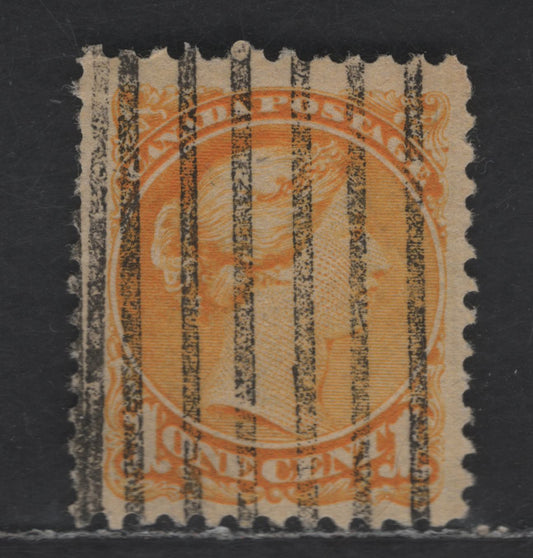 Lot 228 Canada Walburn#I-35-V (Unitrade #35xx) 1c Deep Bright Yellow Queen Victoria, 1870-1893 Small Queen Issue, A Very Fine Used Single, Mid Second Ottawa Printing, Vertical Style I Precancel, Perf 11.9, Paper Type 2O-C (See Body)