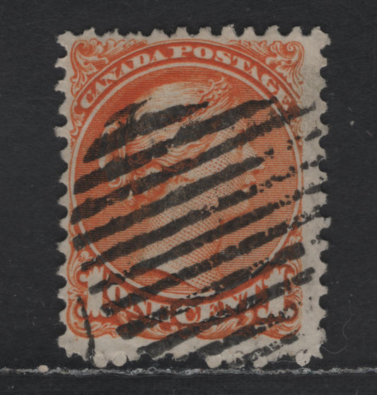 Lot 233 Canada #35iv 1c Red Orange Queen Victoria, 1870-1893 Small Queen Issue, A Very Good Used Single, First Ottawa Printing, Paper Type FO-B (See Body), Perf 12