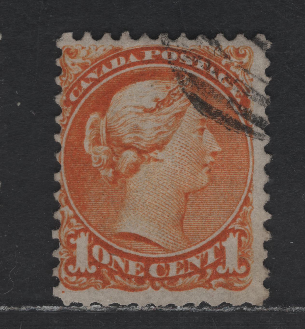 Lot 234 Canada #35iv 1c Deep Orange Queen Victoria, 1870-1893 Small Queen Issue, A Very Good Used Single, First Ottawa Printing, Paper Type FO-C (See Body), Perf 11.9, Position Dot In Lower Left Corner