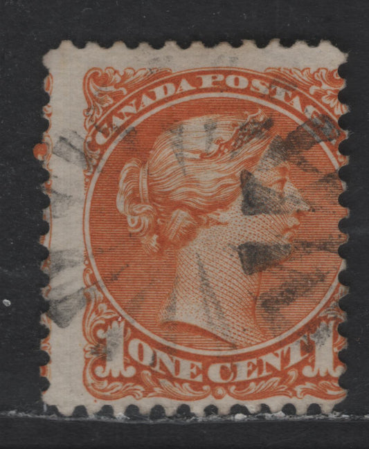 Lot 236 Canada #35iv 1c Deep Orange Queen Victoria, 1870-1893 Small Queen Issue, A Very Good Used Single, First Ottawa Printing, Paper Type FO-F (See Body), Perf 12, Plate Dot At Lower Left, Circle of Wedges Cancel