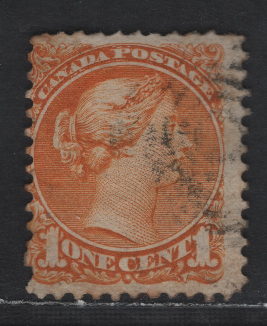 Lot 239 Canada #35vi 1c Deep Orange Queen Victoria, 1870-1893 Small Queen Issue, A Very Good Used Single, First to Mid Montreal Printing, Paper Type MM-A (See Body), Perf 11.75x12