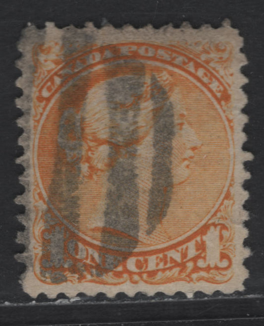 Lot 240 Canada #35ix 1c Yellow Orange Queen Victoria, 1870-1893 Small Queen Issue, A Very Fine Used Single, First Ottawa Printing, Paper Type FO-G (See Body), Visible Mesh, But Clear Characteristic Bevelled Perfs & Hairiness Between Perf Holes