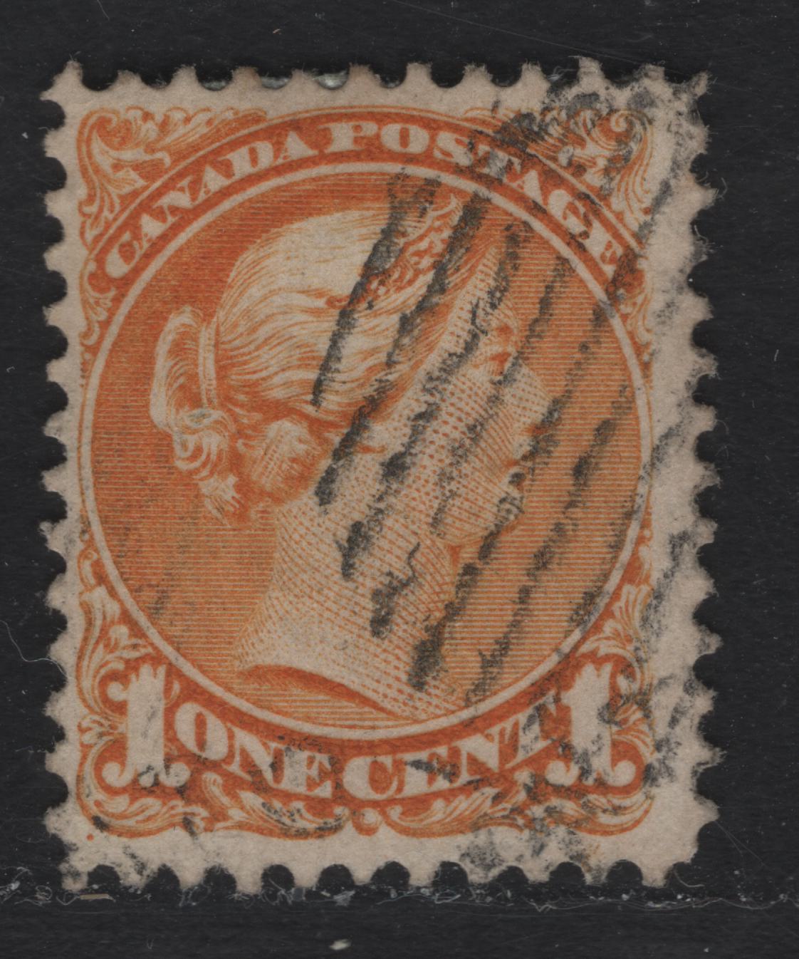 Lot 250 Canada #35d 1c Orange Queen Victoria, 1870-1893 Small Queen Issue, A Fine Used Single, Mid-Montreal Printing, Paper Type MM-C (See Body), Perf 11.5x12