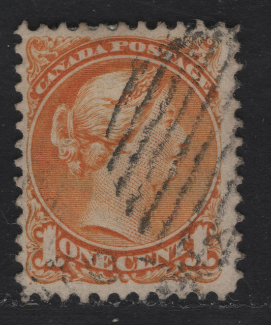 Lot 250 Canada #35d 1c Orange Queen Victoria, 1870-1893 Small Queen Issue, A Fine Used Single, Mid-Montreal Printing, Paper Type MM-C (See Body), Perf 11.5x12