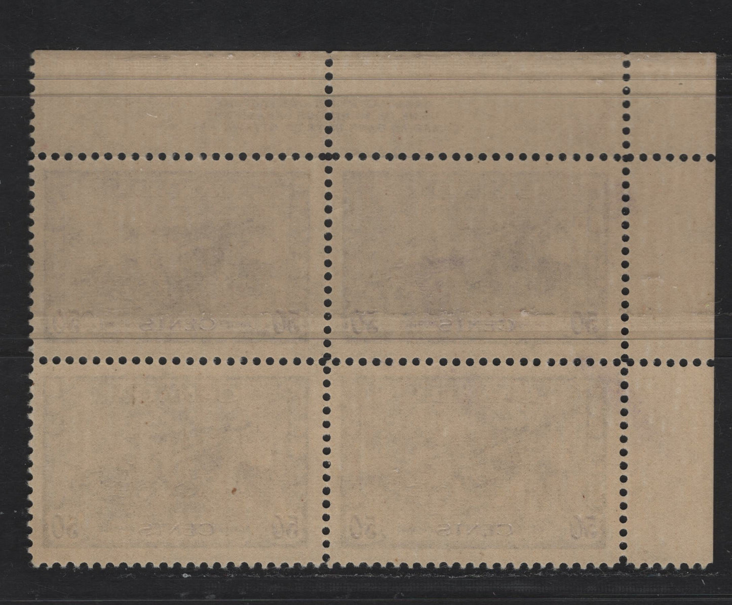 Lot 269 Canada #261 50c Violet Munitions Factory, 1942-1943 War Issue, A VFNH UL Plate 1 Block Of 4, Perf 12