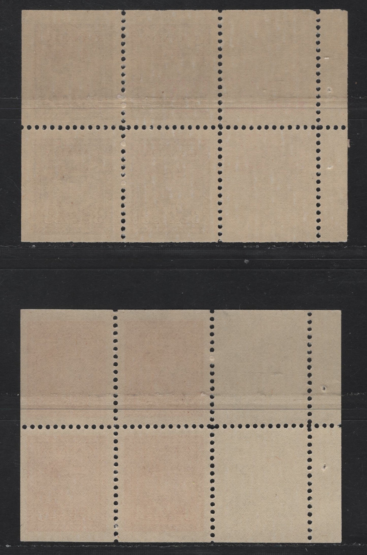 Lot 275 Canada #251a-252a 3c Dark Carmine & Rose Violet King George VI, 1942-1943 War Issue, 2 VFNH Booklet Panes Of 4
