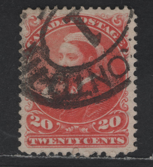 Lot 315 Canada  #46 20c Vermilion Queen Victoria, 1870-1897 Small Queen Issue, A VF Used Single Late Second Ottawa Printing On Soft, Porous Horiziontal Wove With Fine Mesh & Smooth Finish (2O-I), Perf. 12