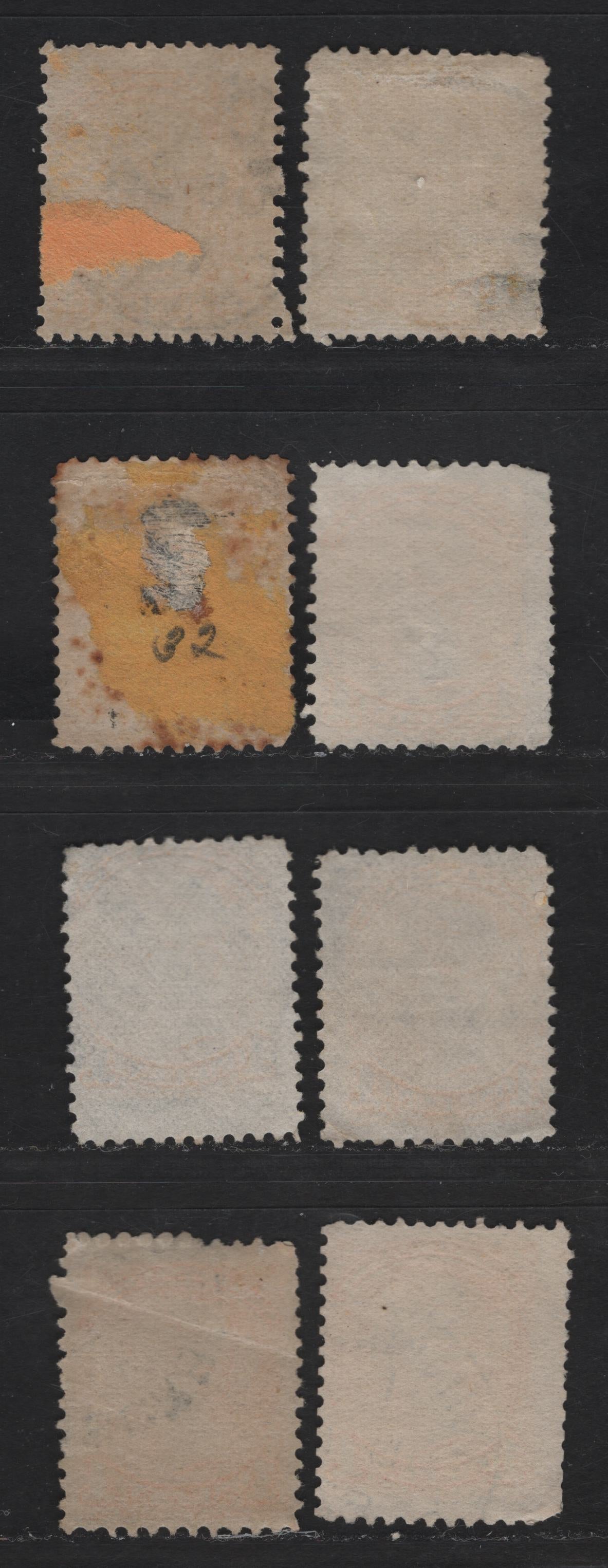 Lot 327 Canada  #35i, 35a 1c Yellow, Deep Yellow, Pale Dull Yellow, Lemon Yellow & Orange 8 Ungraded Used Singles Reference Lot Of Mid-Montreal Printings With Plate Position Dots At Lower Left, Dates Between 1879-1887, Different Papers, See Description
