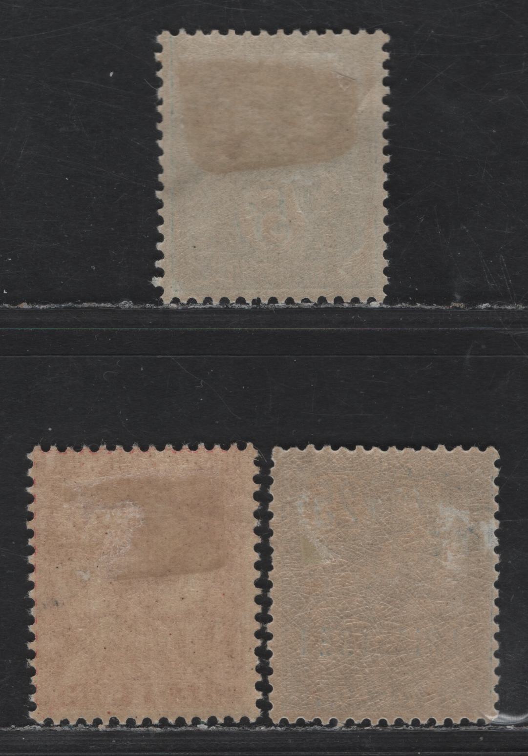 Lot 63 French Offices Abroad - Dedeagh SC#9-10, 15 5c - 1pi on 25c Green - Blue Liberty & Rights Of Man, 1902-1903 Overprinted Issue, 3 FOG Singles