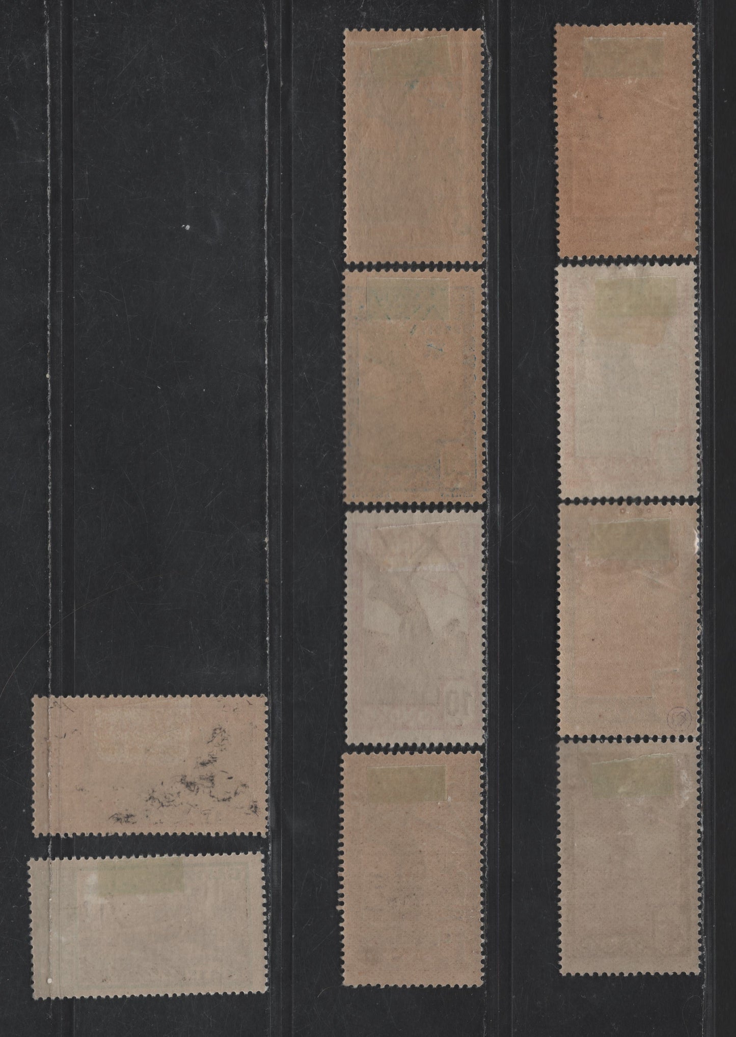 Lot 75 French Guiana SC#109-116, 119, 121 1c - 40c Gray Lilac & Greenish - Orange Brown & Olive Gray Carib Archer - Shooting Rapids Maroni River, 1929-1940 Pictorial Issue, 10 F/VFOG Singles