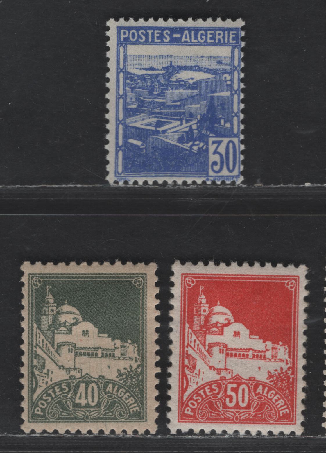 Lot 8 Algeria SC#160-161, 163 40c - 50c Gray Green - Red La Pecherie Mosque - View of Algiers, 1942 Pictorial Definitives Without 'RF' Issue, 3 F/VFOG Singles