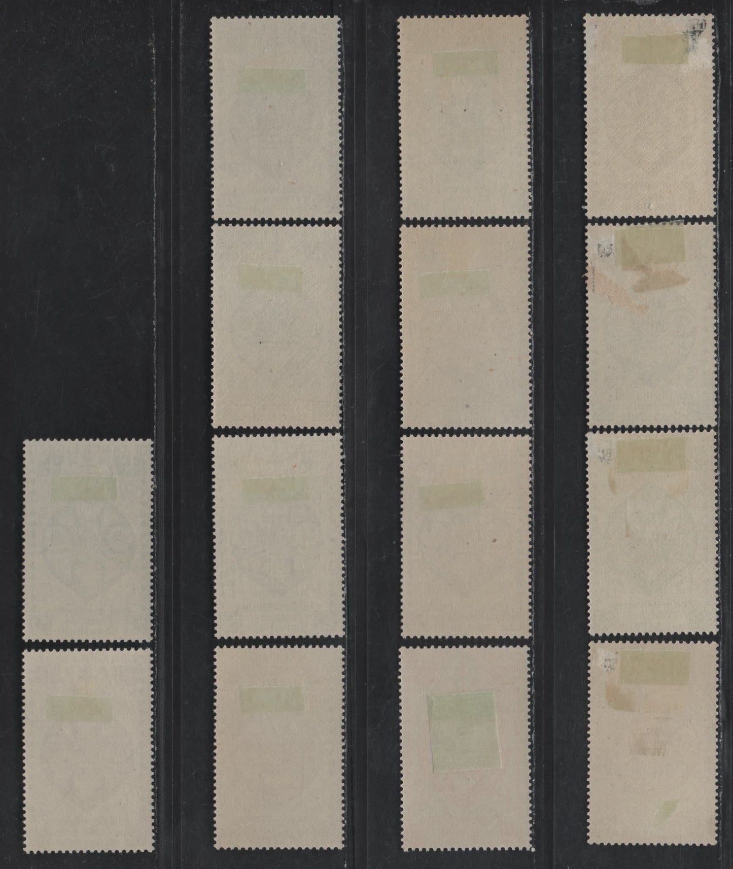 Lot 82 French India SC#143-156 2ca - 5r Brown - Dark Green Lotus Flowers, 1942 Definitive Issue, 14 VFOG Singles