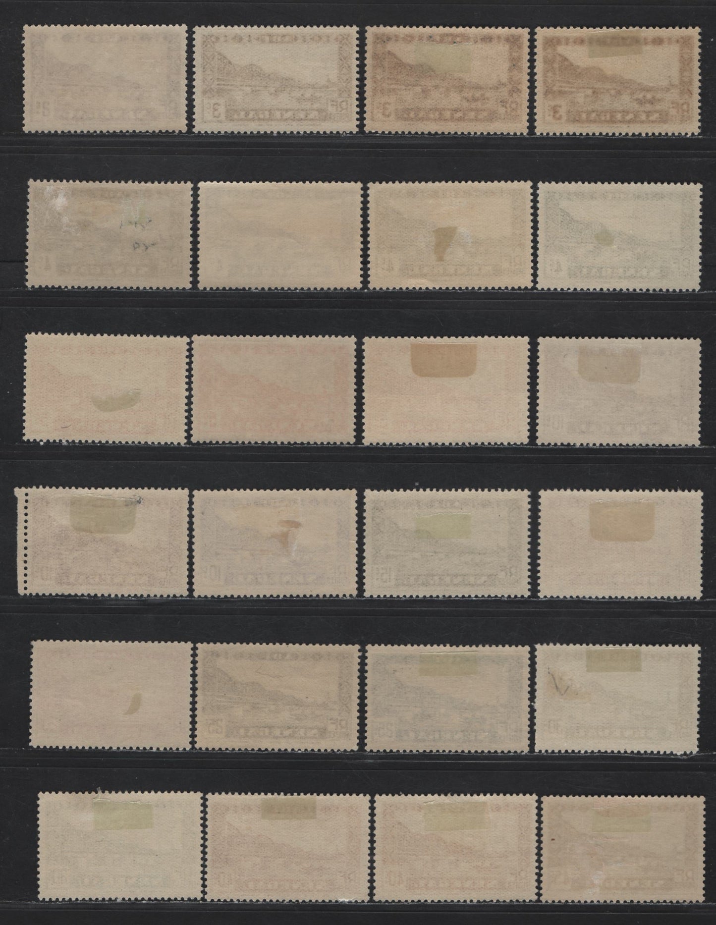 Lot 114 Senegal SC#142-153 45c - 1c Dark Blue Green - Violet Blue Faidherbe Bridge - Diourbel Mosque, 1935-1940 Pictorial Definitive Issue, 30 VFOG Singles, Shade Varieties